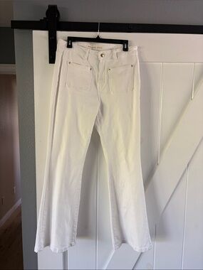 Michael Kors size 10 White Flare Jeans with Gold-Tone Rivets